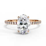 1.44 Carat Oval Cut Hidden Halo Lab Diamond Engagement Ring In Rose Gold