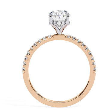 1.44 Carat Oval Cut Hidden Halo Lab Diamond Engagement Ring In Rose Gold