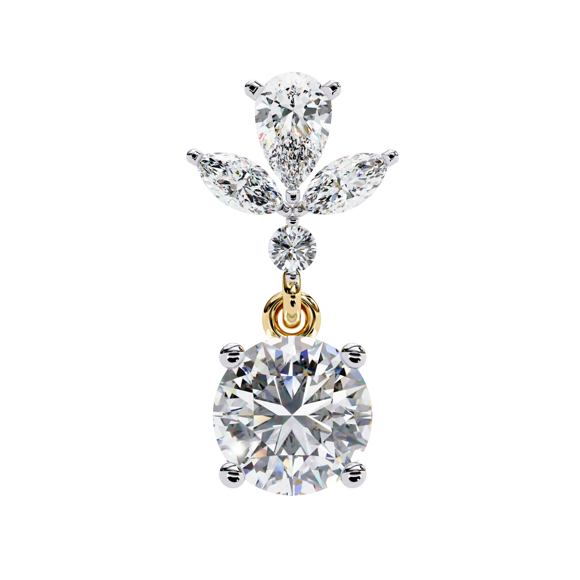 1.45 Carat Diamond Drop Earrings Floral Marquise Dangle Design