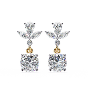 1.45 Carat Diamond Drop Earrings Floral Marquise Dangle Design 18K Yellow Gold Natural Diamond