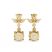 1.45 Carat Diamond Drop Earrings Floral Marquise Dangle Design