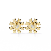 1.40 Carat Floral Cluster Diamond Stud Earrings Women's Round Center Stone