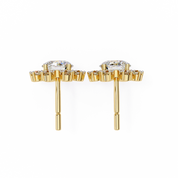 1.40 Carat Floral Cluster Diamond Stud Earrings Women's Round Center Stone