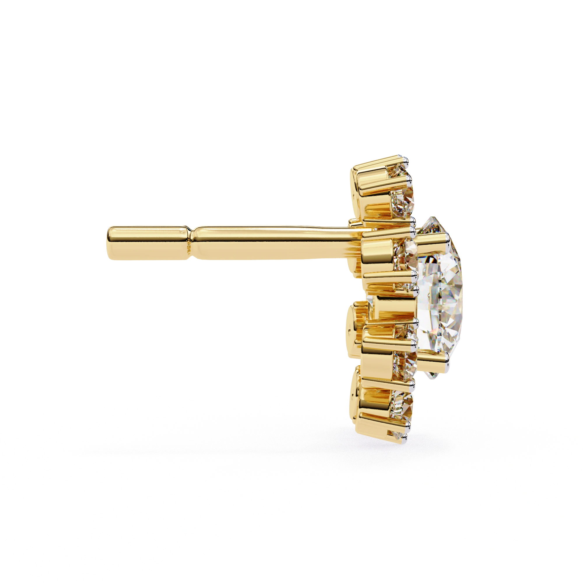 1.40 Carat Floral Cluster Diamond Stud Earrings Women's Round Center Stone