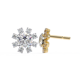 1.40 Carat Floral Cluster Diamond Stud Earrings Women's Round Center Stone