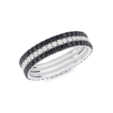 1.50 Carat Black & White Diamond 3 Row Eternity Ring