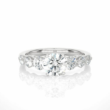 1.50 Carat 7 Stone Basket Set Diamond Engagement Ring In White Gold