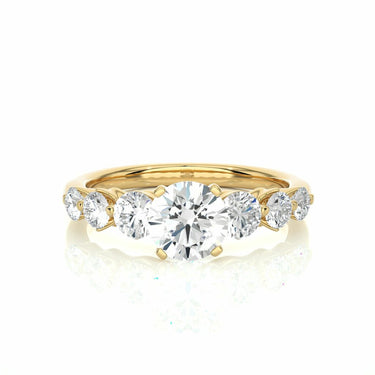 1.50 Carat 7 Stone Basket Set Diamond Engagement Ring In Yellow Gold