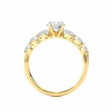 Anillo de compromiso de diamantes con engaste de cesta de 7 piedras de 1,50 quilates en oro amarillo 