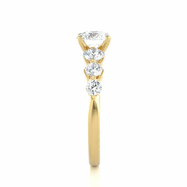 1.50 Carat 7 Stone Basket Set Diamond Engagement Ring In Yellow Gold