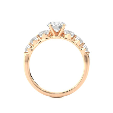1.50 Carat Round Shape 7 Stone Basket Setting Diamond Engagement Ring