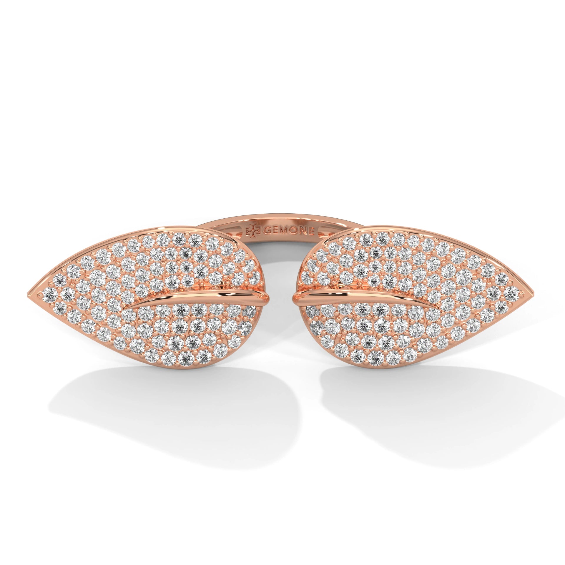 1.62 Carat Diamond Leaf Design Ring in Rose Gold 18K Rose Gold Natural Diamond