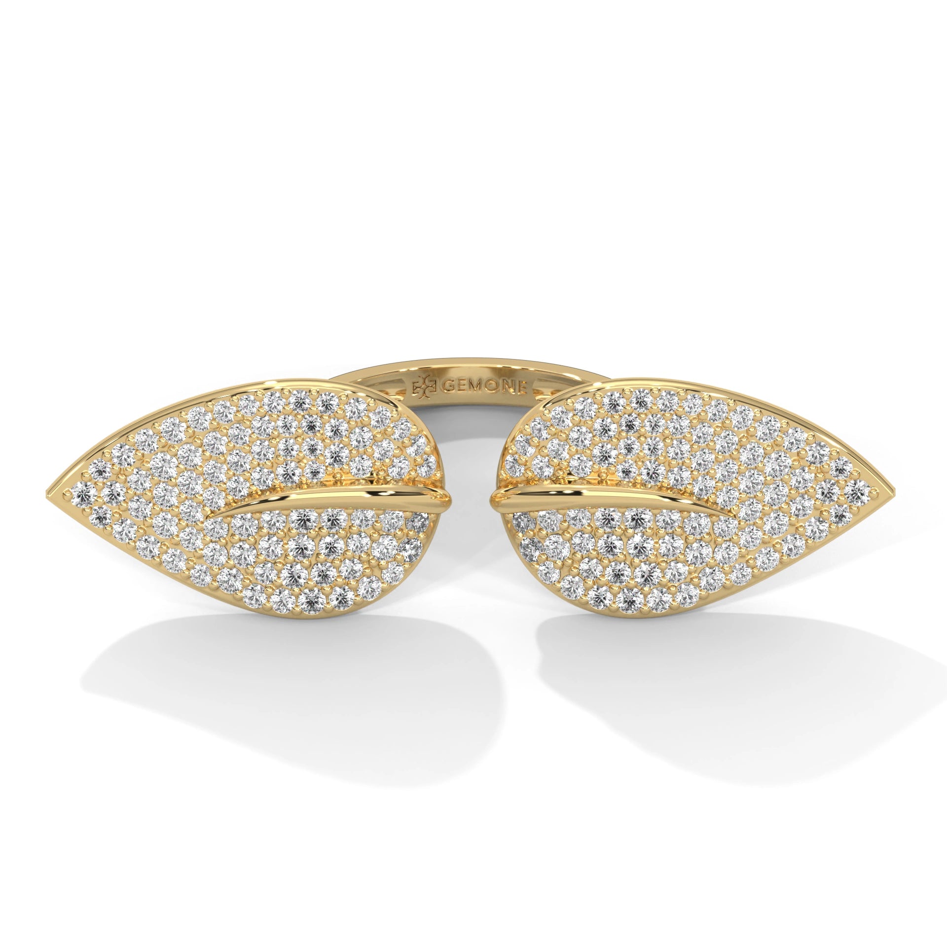 1.62 Carat Diamond Leaf Design Ring in Rose Gold 18K Yellow Gold Natural Diamond