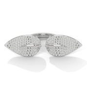 1.62 Carat Diamond Leaf Design Ring in Rose Gold 950 Platinum Natural Diamond