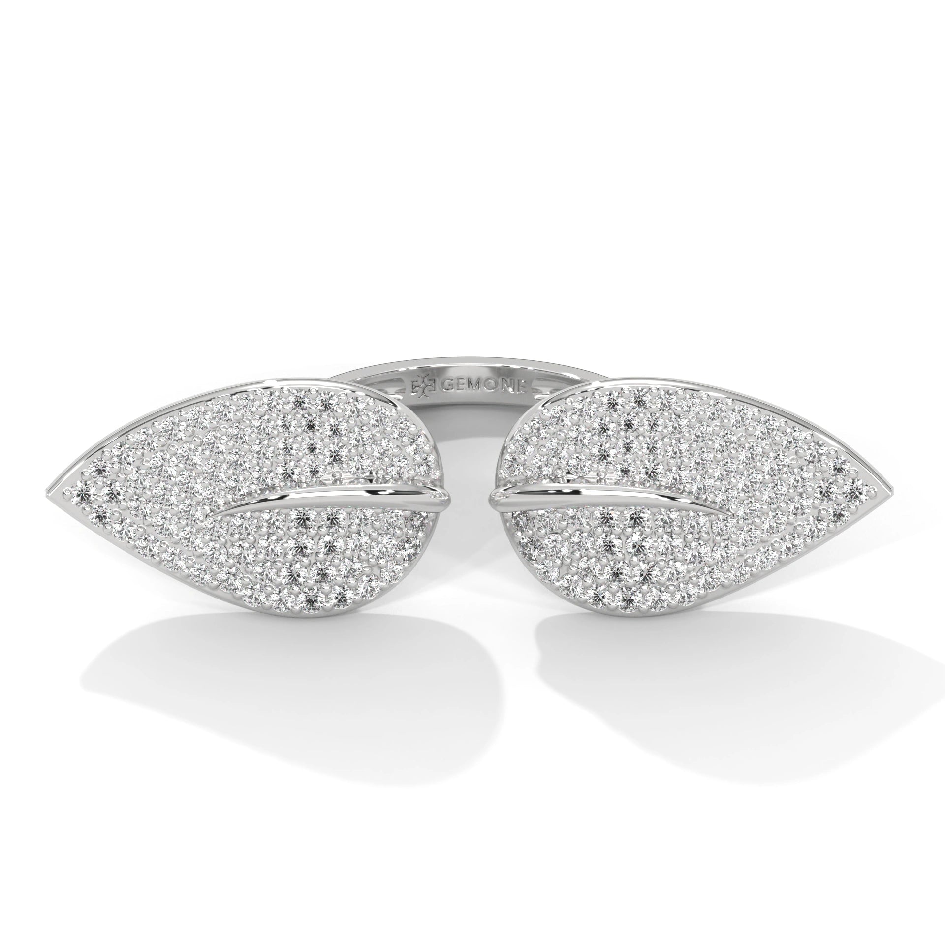 1.62 Carat Diamond Leaf Design Ring in Rose Gold 950 Platinum Natural Diamond