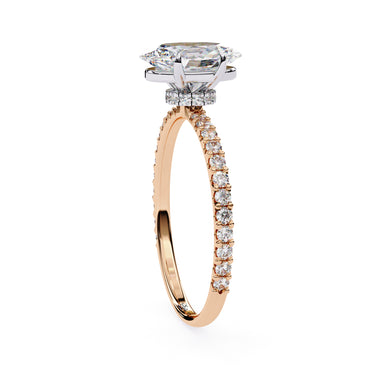 1.50 Carat Oval Cut Hidden Halo Lab Diamond Engagement Ring In Rose Gold