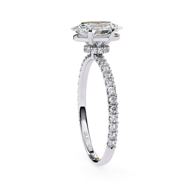 1.50 Carat Oval Cut Hidden Halo Lab Diamond Engagement Ring In White Gold