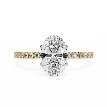 1.50 Carat Oval Cut Hidden Halo Lab Diamond Engagement Ring In Yellow Gold