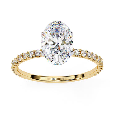 1.50 Ct Oval Cut Hidden Halo Lab Diamond Engagement Ring In Yellow Gold