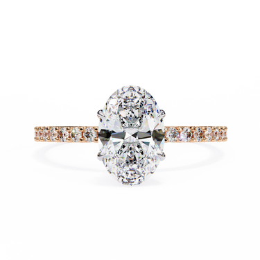 1.50 Carat Oval Cut Hidden Halo Lab Diamond Engagement Ring In Rose Gold