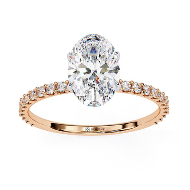 1.50 Carat Oval Cut Hidden Halo Lab Diamond Engagement Ring In Rose Gold