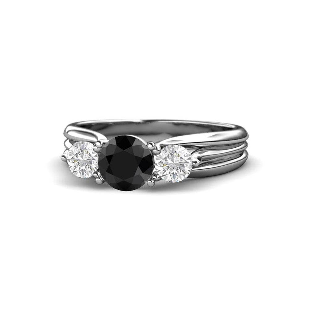 1.70 Carat Black Diamond Three Stone Engagement Ring Black Diamond Engagement Ring