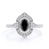 1.50 Ct Oval Cut Unique Vintage Black Diamond Engagement Ring