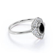 1.50 Ct Oval Cut Unique Vintage Black Diamond Engagement Ring Vintage Engagement Rings