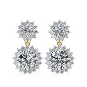 1.52 Carat Diamond Drop Earrings with Baguette 18K Yellow Gold Natural Diamond