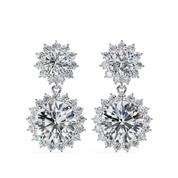 1.52 Carat Diamond Drop Earrings with Baguette 950 Platinum Natural Diamond