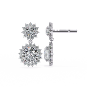 1.52 Carat Diamond Drop Earrings with Baguette
