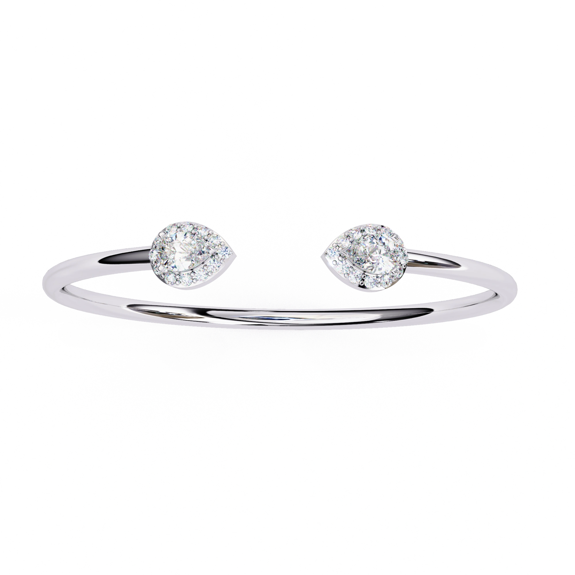 1.50 Carat Pear Diamond Open Cuff Bangle in Yellow Gold
