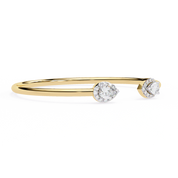 1.50 Carat Pear Diamond Open Cuff Bangle in Yellow Gold