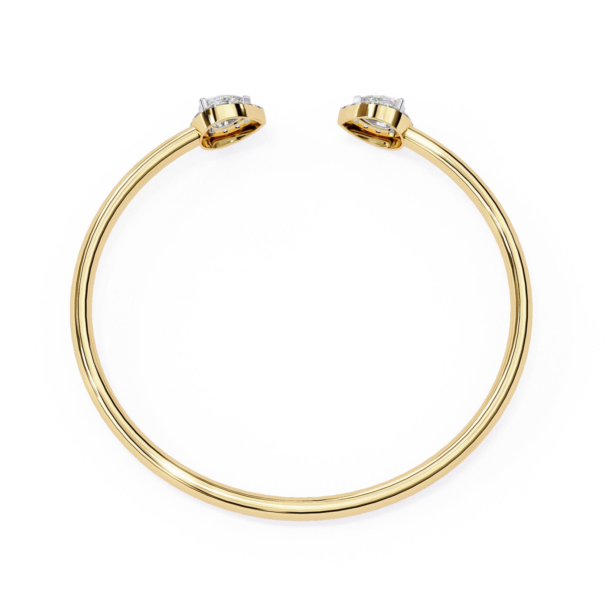 1.50 Carat Pear Diamond Open Cuff Bangle in Yellow Gold