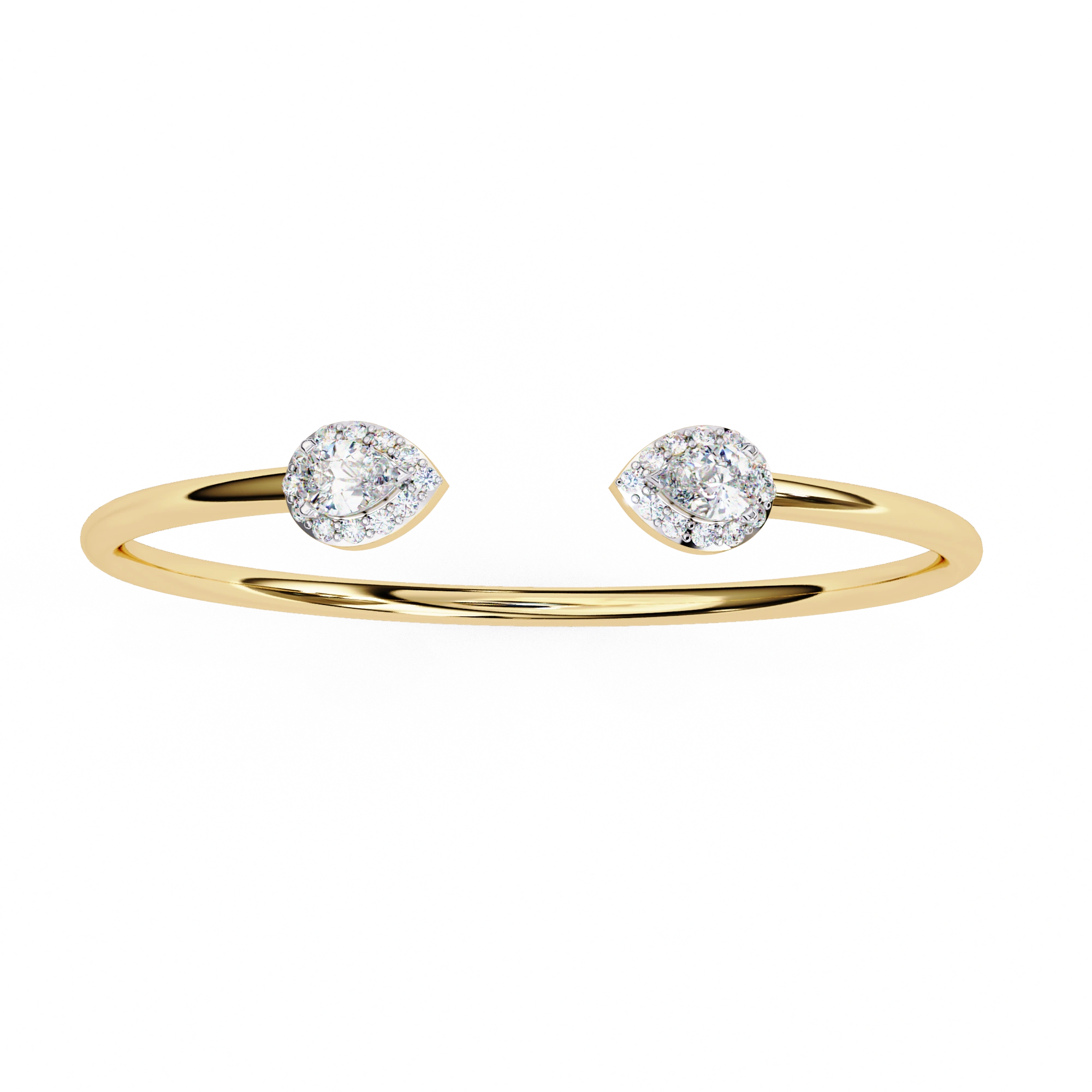 1.50 Carat Pear Diamond Open Cuff Bangle in Yellow Gold 10K Yellow Gold