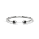 1.90 Ct Pear Shape Halo Black & White Diamond Bangle Bracelets