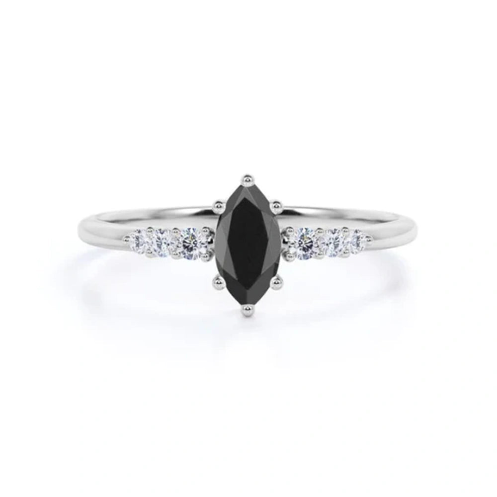 1.50 Ct Marquise Cut Black Diamond Engagement Ring Black Diamond Engagement Ring