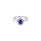 1.60 Carat Oval Tanzanite Gemstone 4 Prong Halo Ring in White Gold