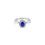 1.60 Carat Oval Tanzanite Gemstone Halo Ring in White Gold 