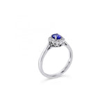 1.60 Carat Oval Tanzanite Gemstone Halo Ring in White Gold 