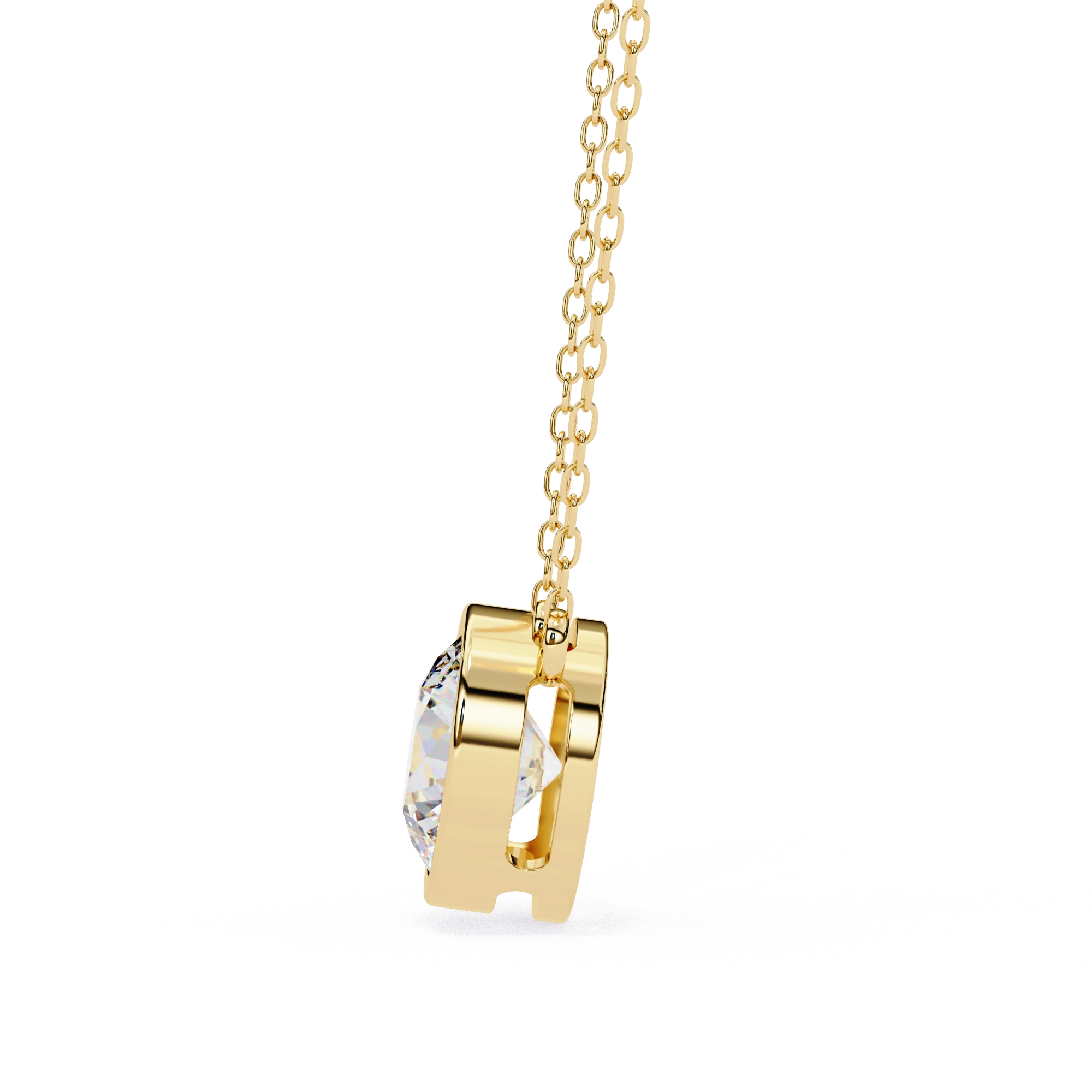 1.50ct Round Cut Bezel Set Lab Diamond Necklace in Yellow Gold