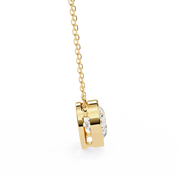1.50ct Round Cut Bezel Set Lab Diamond Necklace in Yellow Gold