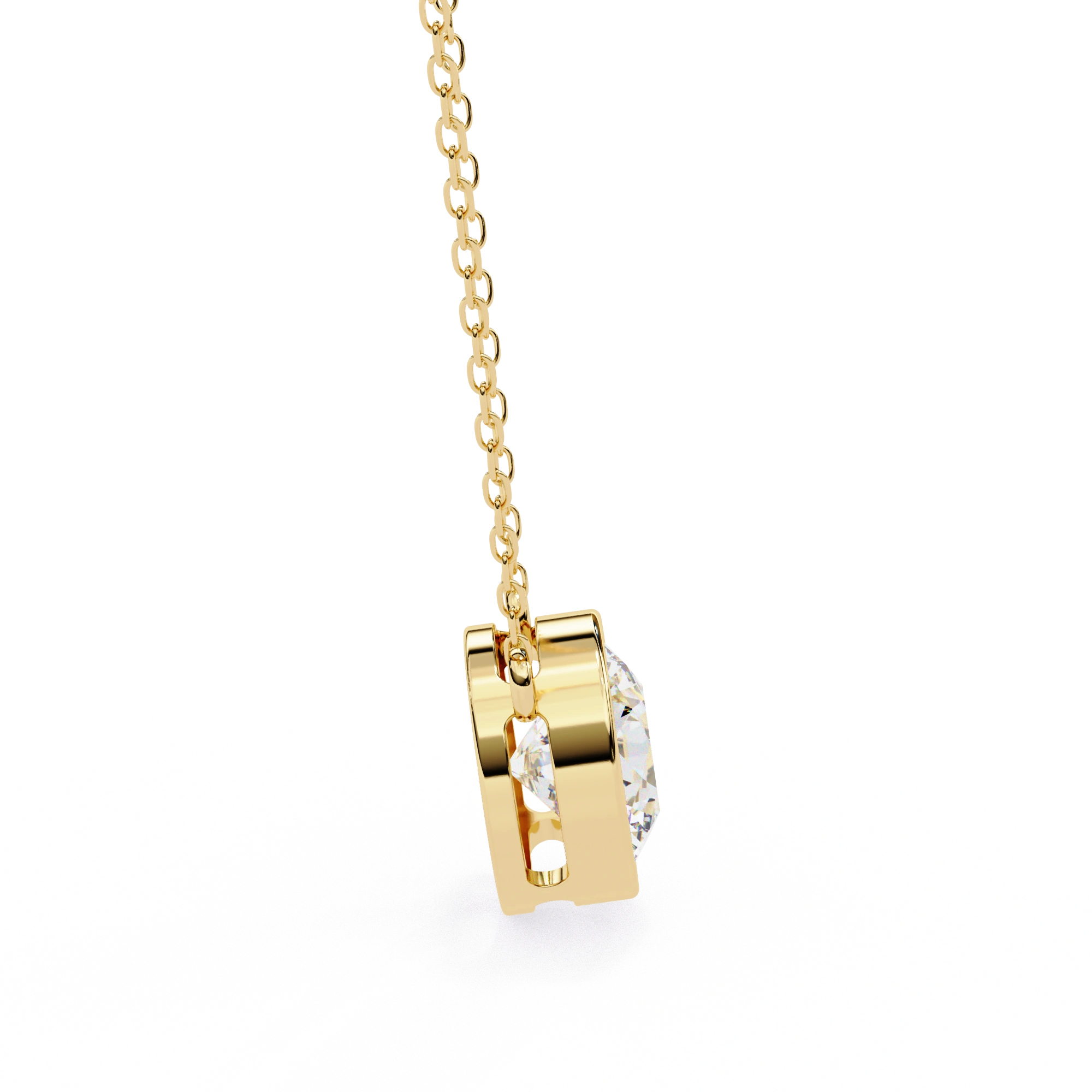 1.50ct Round Cut Bezel Set Lab Diamond Necklace in Yellow Gold