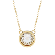 1.50ct Round Cut Bezel Set Lab Diamond Necklace in Yellow Gold