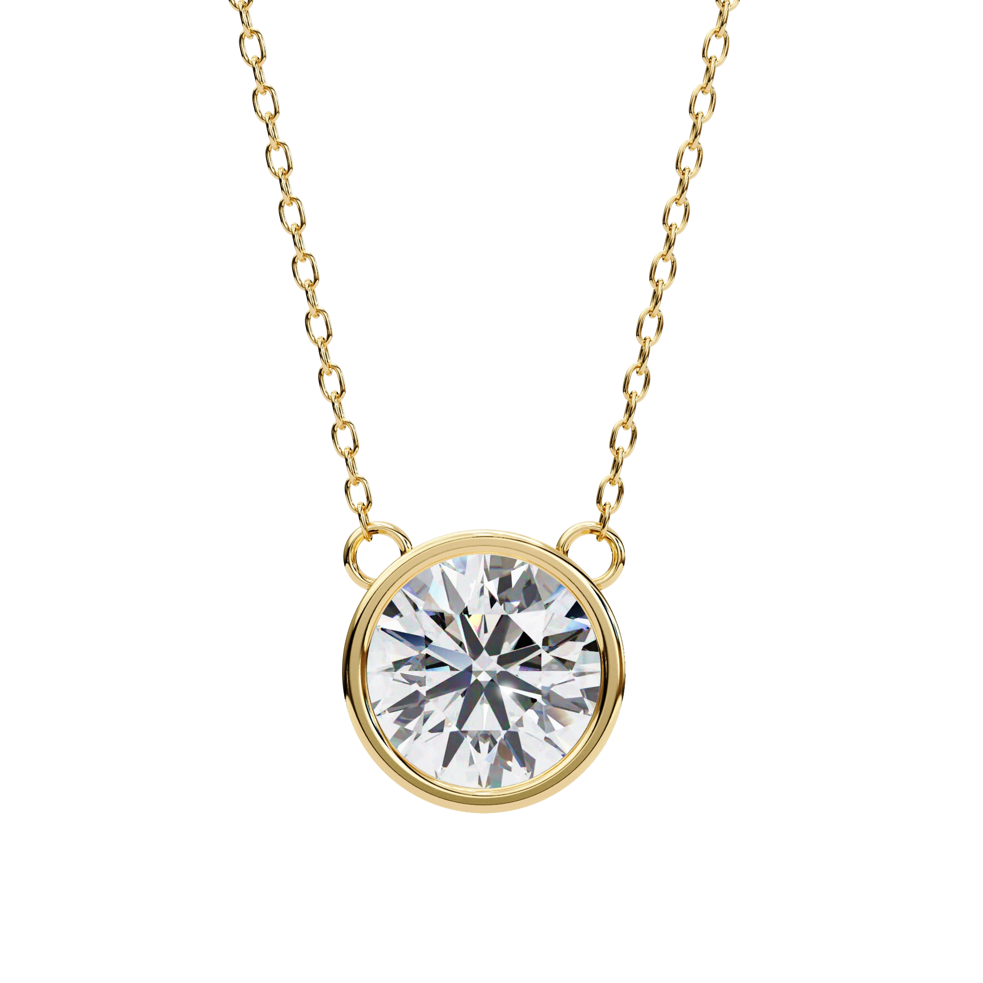 1.50ct Round Cut Bezel Set Lab Diamond Necklace in Yellow Gold Lab Diamond