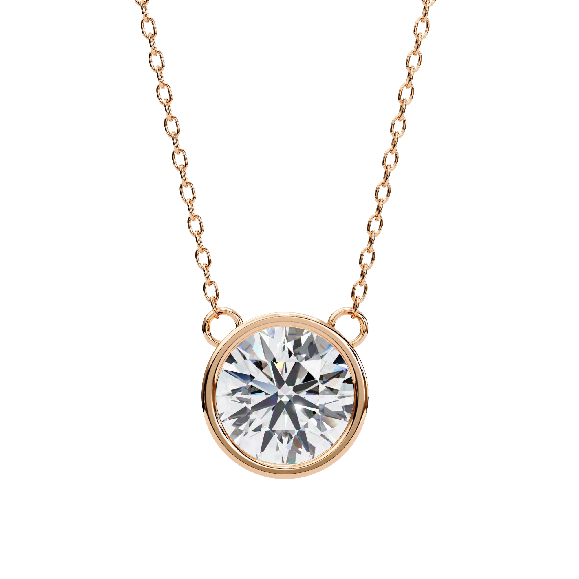 1.50ct Round Cut Bezel Set Lab Diamond Necklace in Yellow Gold Lab Diamond