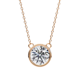 1.50ct Round Cut Bezel Set Lab Diamond Necklace in Yellow Gold