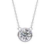 1.50ct Round Cut Bezel Set Lab Diamond Necklace in Yellow Gold Lab Diamond