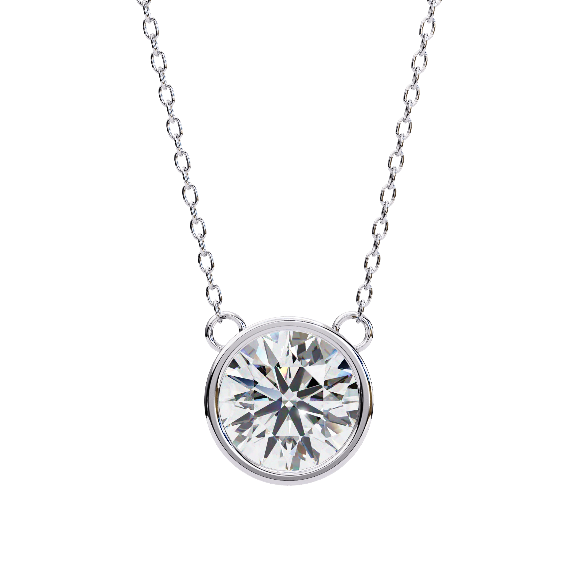 1.50ct Round Cut Bezel Set Lab Diamond Necklace in Yellow Gold Lab Diamond