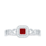 1.70 Carat Princess Ruby Gemstone Engagement Ring In White Gold 